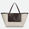 Bottega Veneta Large Flip Flap Bag in Canvas with Fondant Leather