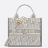 Dior Small Book Tote Bag with Strap in Grey Dior Oblique Canvas
