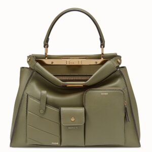 Fendi Peekaboo Pocket Medium Bag In Green Calfskin