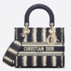 Dior Medium Lady D-Lite Bag In Blue D-Stripes Embroidery