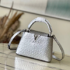 Louis Vuitton Mini Capucines Ostrich Leather Handbag – Silver