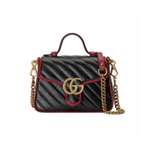 Replica Gucci GG Marmont Mini Top Handle Bag 583571 Black