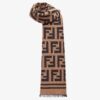 Fendi Brown Wool And Silk Scarf