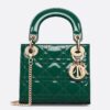 Dior Lady Dior Mini Chain Bag with Chain in Green Patent Calfskin