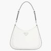 Prada Cleo Large Shoulder Bag In White Brushed Leather
