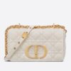 Dior Small Caro Bag In White Cannage Calfskin