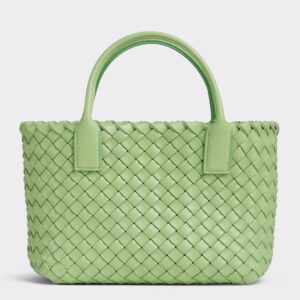 Bottega Veneta Mini Cabat Bag In Pistachio Intrecciato Lambskin