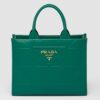 Prada Symbole Small Bag with Topstitching in Green Leather