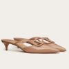 Valentino VLogo Mules 40mm In Beige Patent Leather
