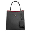 Prada Black Saffiano North South Double Medium Bag