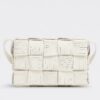 Bottega Veneta Cassett Fringed Bag In White Lambskin