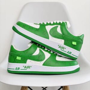 Original Box Version with Accessories Louis Vuitton x Nike Air Force 1 Low Green Low-Top Cowhide Leather Casual Shoes Sneakers Skate Shoes Men's Shoes Women's Shoes 1A9V9V