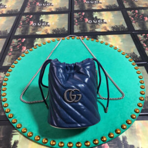 Replica Gucci GG Marmont Mini Bucket Bag 575163 Blue