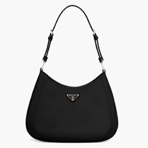 Prada Cleo Large Shoulder Bag In Black Brushed Leather