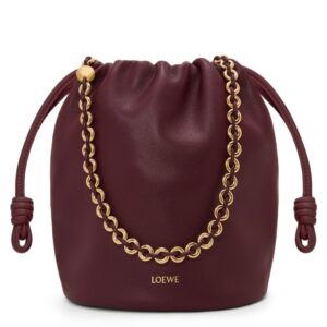 Loewe Flamenco Purse Bucket Bag in Burgundy Nappa Lambskin