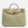 Bottega Veneta Small Andiamo Bag In Travertine Intrecciato Lambskin