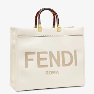 Fendi Sunshine Shopper Bag In White Calfskin
