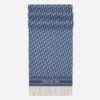Dior Oblique Scarf In Blue Cashmere