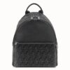 Fendi Black Large Logo-embossed Leather Backpack