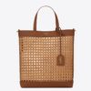 Saint Laurent N/S Toy Shopping Bag In Woven Cane And Leather