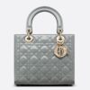 Dior Medium Lady Dior Bag In Grey Patent Cannage Calfskin