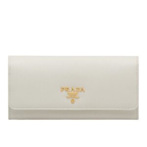 Prada Continental Wallet In White Saffiano Leather