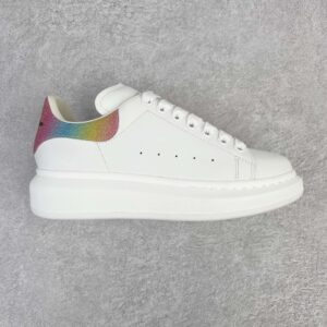 Alexander McQueen Rainbow Satin-Finish Low-Top Sneakers Casual Footwear Platform Shoes Height-Enhancing Footwear Men's Shoes Women's Shoes