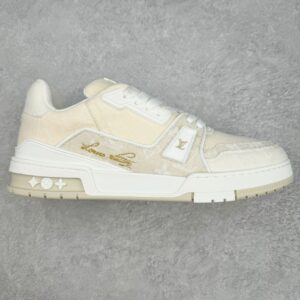 Louis Vuitton LV Trainer Low-top casual trainers Sneakers Men's and women's footwear Beige print 1AC689