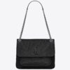 Saint Laurent Medium Niki Bag In Black Crinkled Leather