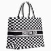 Dior Book Tote Bag In Black/White Checkered Canvas