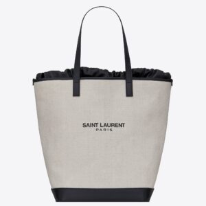 Saint Laurent Teddy Shopping Bag In White Canvas