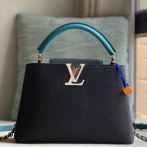 Louis Vuitton Taurillon Leather Capucines BB Medium Bag – Black/Blue