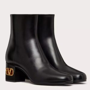Valentino Heritage Ankle Boot 60mm In Black Calfskin Leather
