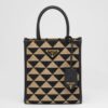 Prada Symbole Micro Bag In Black/Beige Jjacquard Fabric