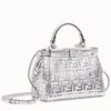 Fendi Peekaboo Mini Bag In Silver Lambskin With FF Sequins