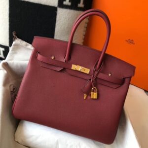 Hermes Birkin 35cm Bag In Bordeaux Clemence Leather