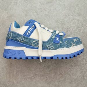 Louis Vuitton Trainer Maxi LV Low-Top Casual Shoes, Sneakers, Sports Shoes for Men and Women in Blue and White 1ACWHU