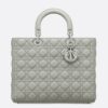 Dior Large Lady Dior Bag In Grey Ultramatte Calfskin