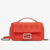 Fendi Midi Baguette Chain Bag In Piment FF Fabric