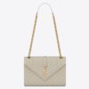Saint Laurent Medium Envelope Bag In White Grained Leather