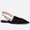 Dior J'Adior Slingback Ballerina Flats In Black Technical Fabric