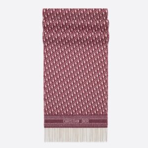 Dior Oblique Scarf In Burgundy Cashmere