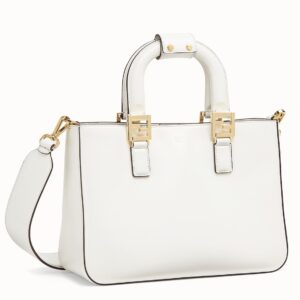 Fendi FF Tote Small Bag In White Calfskin