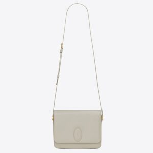 Saint Laurent LE 61 Medium Saddle Bag In White Leather